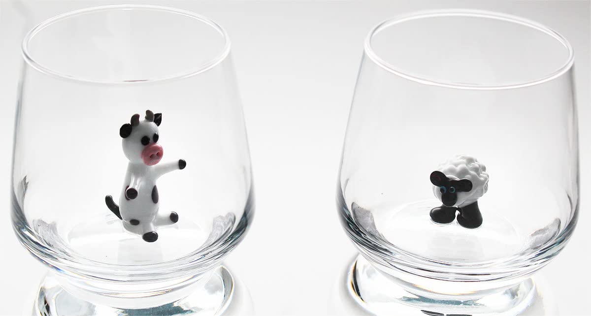 Amazon.com | HeguSun 3D Drinking Glass Cup with Cute Sheep and Cow